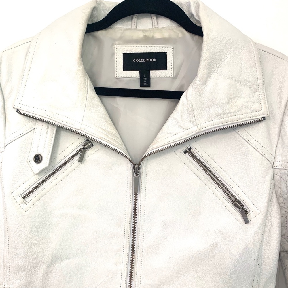 Colebrook genuine leather white zip jacket - Picture 2 of 5